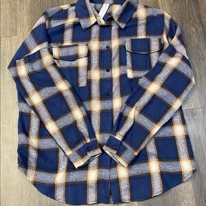 Flannel Shirt Jacket Blue/Tan plaid